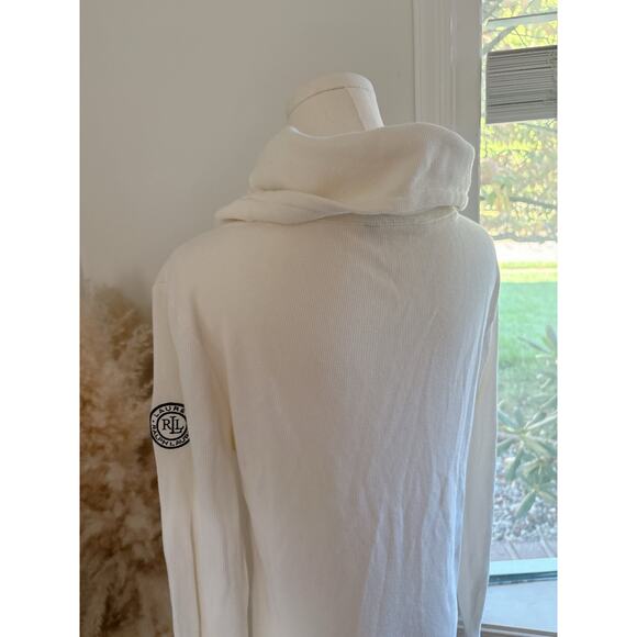 Lauren Ralph Lauren White Thermal Funnel Neck Sweatshirt Size Large Pullover - Picture 7 of 8